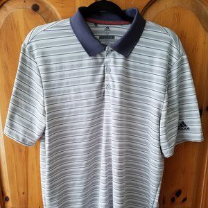 Adidas Performance Mens Medium Short Sleeve Gray Stripe Golf Polo Stoneridge MN